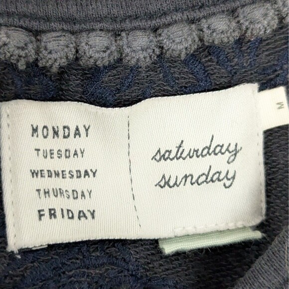 Anthropologie Saturday Sunday Embroidered Ellie Gray Blue Dress Keyhole Medium - Picture 7 of 8